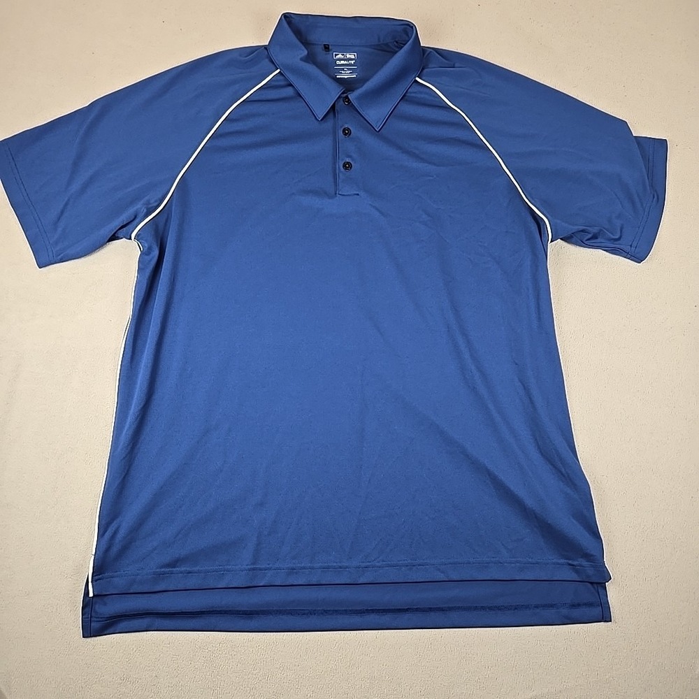 ADIDAS Shirt Mens Piped Colorblock Polo Golf‎ CLIMALITE Pique ROYAL Blue X-LARGE